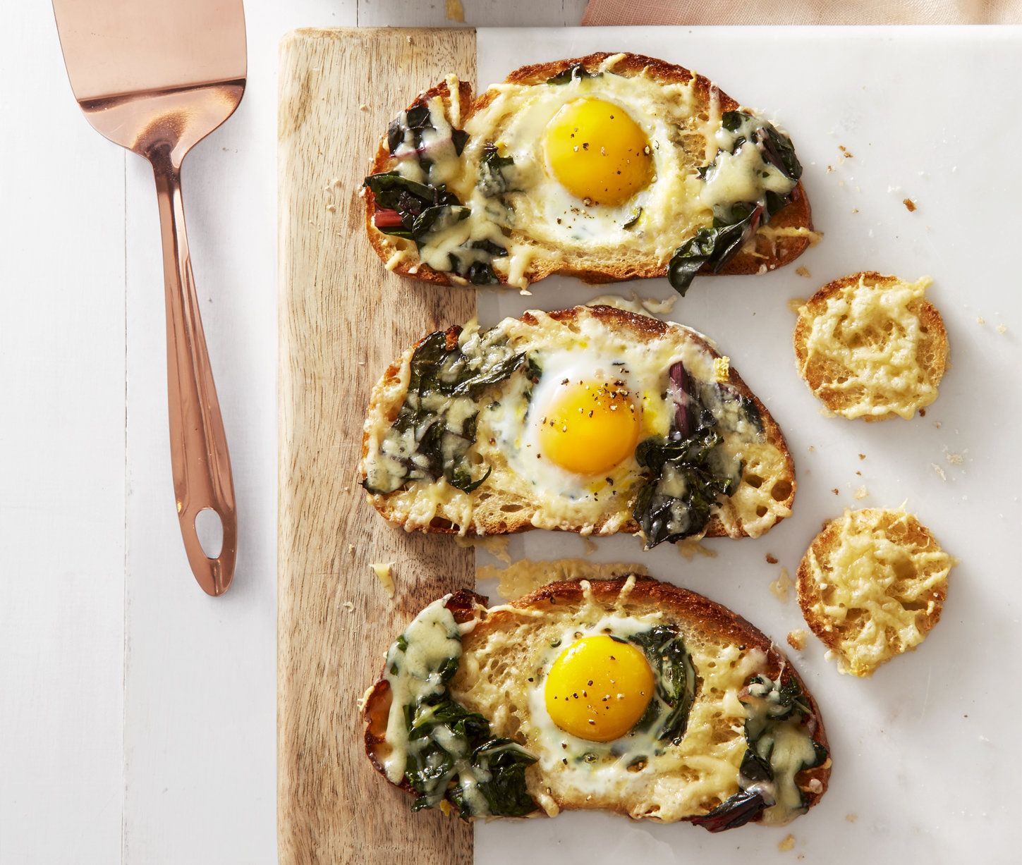 Chard and GruyeÌ€re Eggs in the Hole