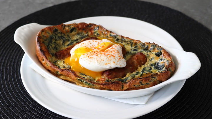 Chard and GruyeÌ€re Eggs in the Hole