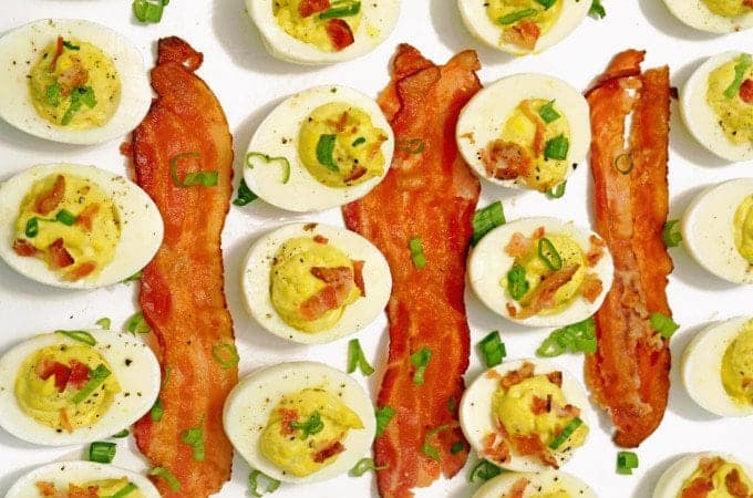 Scallion Bacon Deviled Eggs