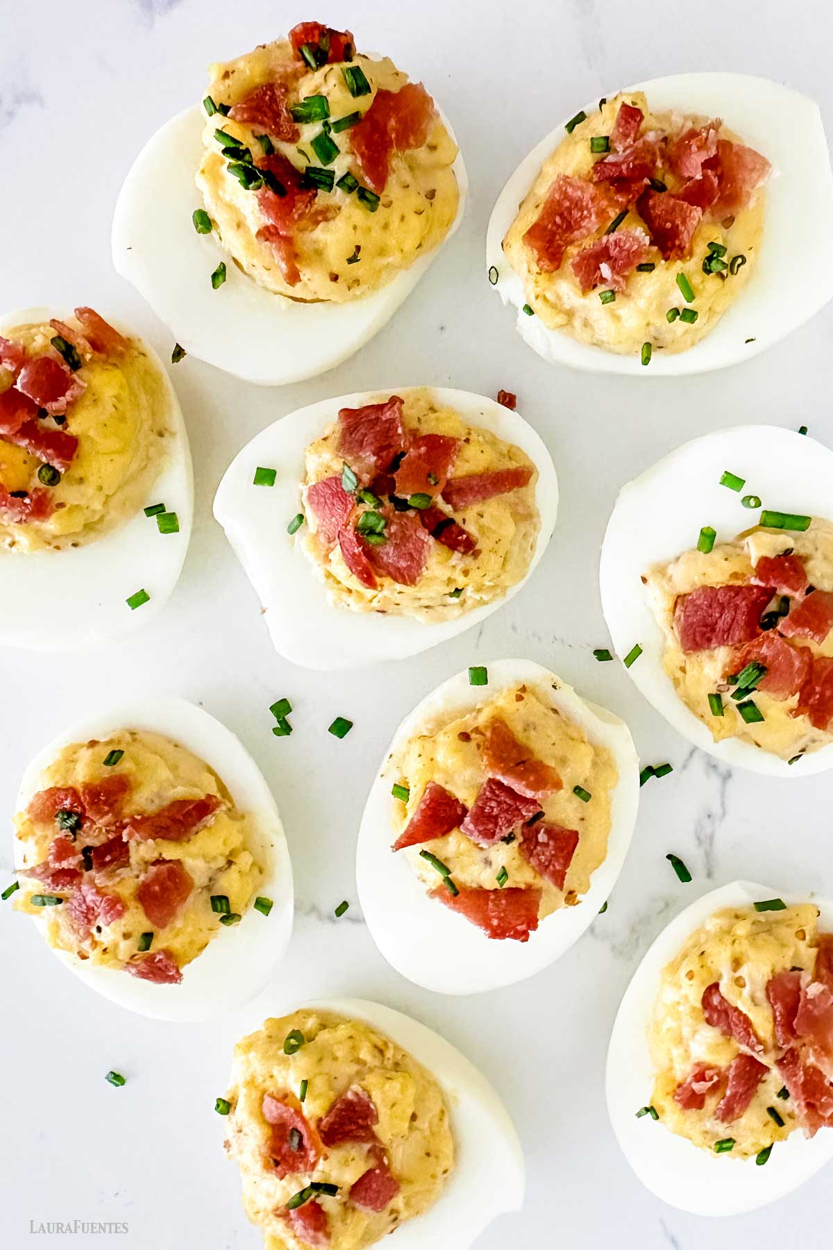 Scallion Bacon Deviled Eggs