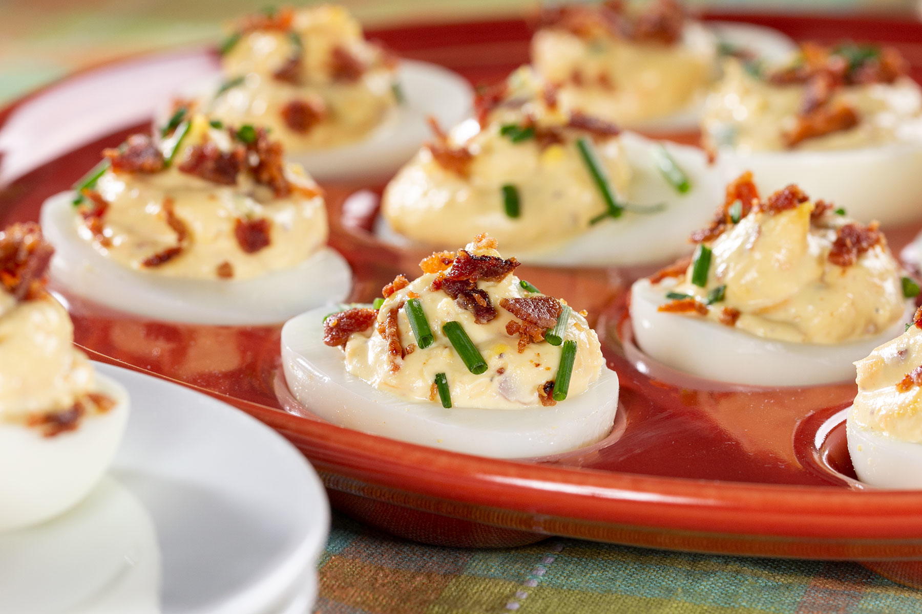 Scallion Bacon Deviled Eggs