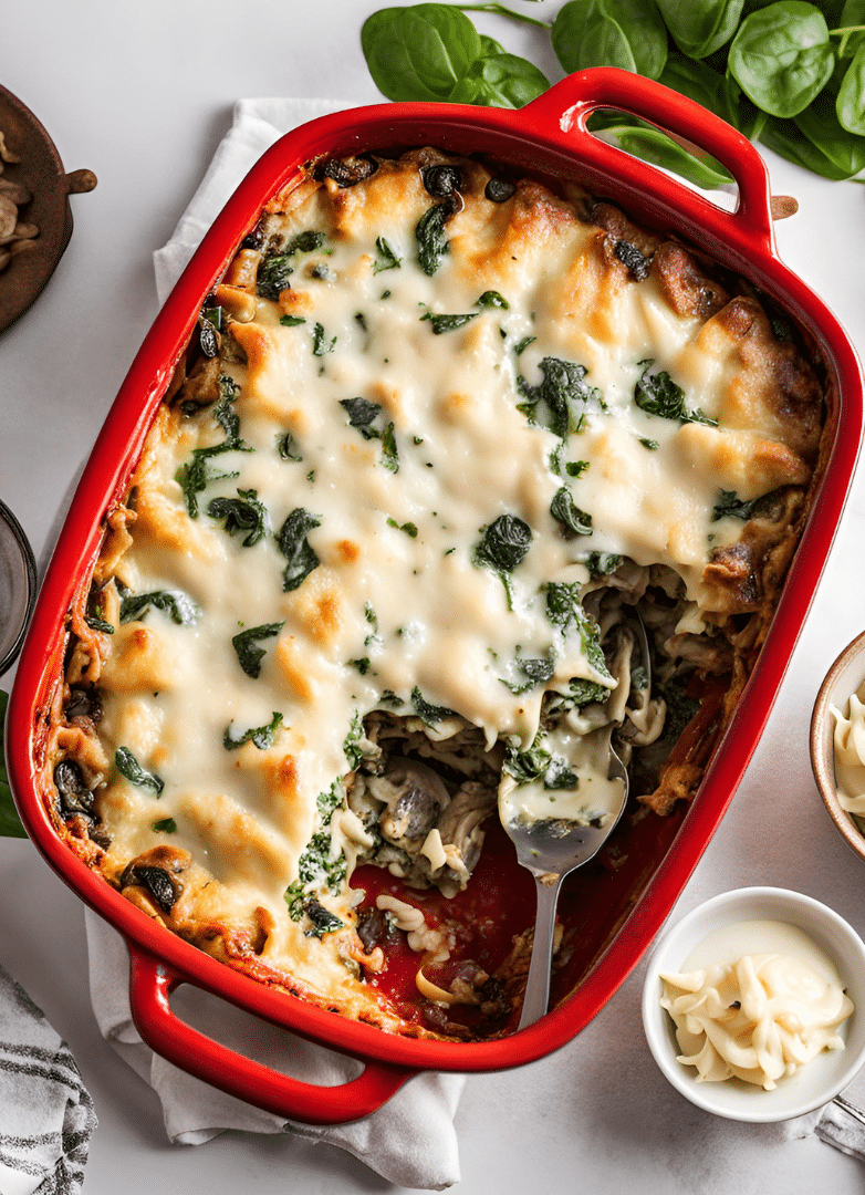 Cheryl's Spinach Cheesy Pasta Casserole