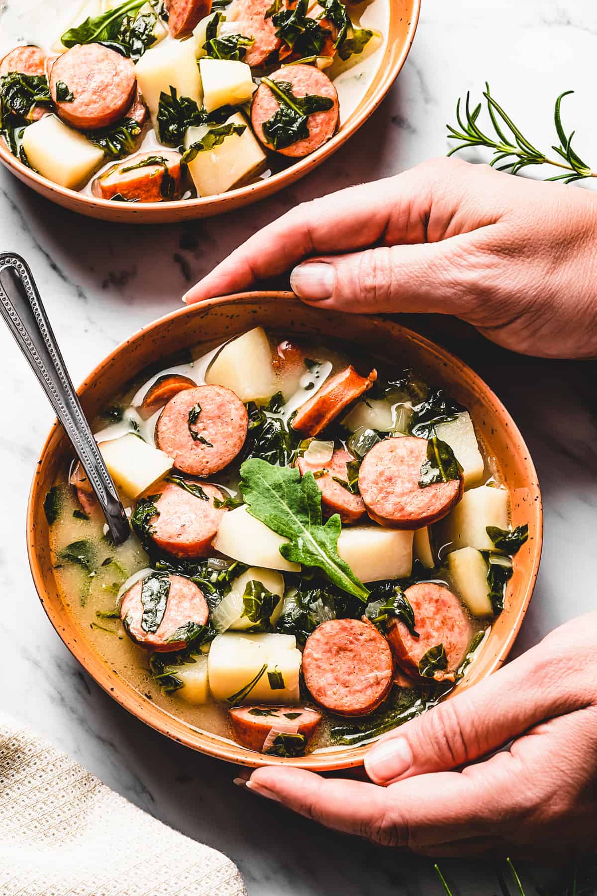 Smoked Sausage Soup with Potatoes and Kale