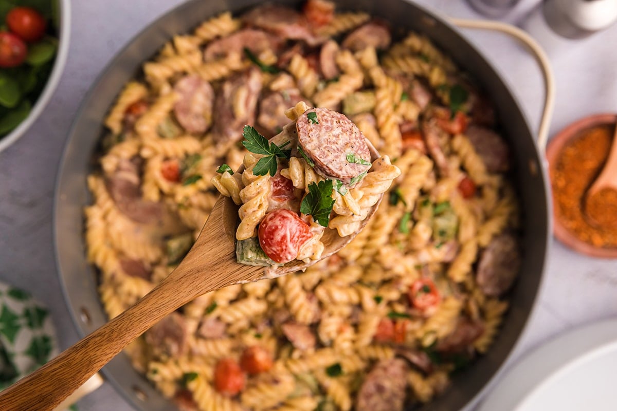 Creamy Cajun Pasta with Peppers and Smoked Sausage