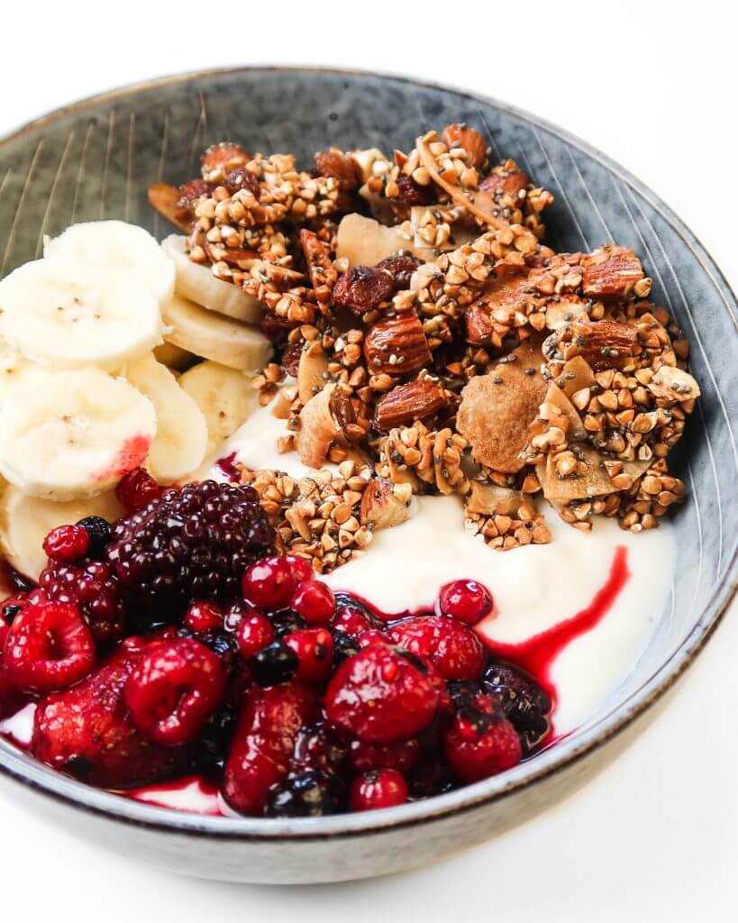 Almond-Buckwheat Granola with Yogurt and Berries