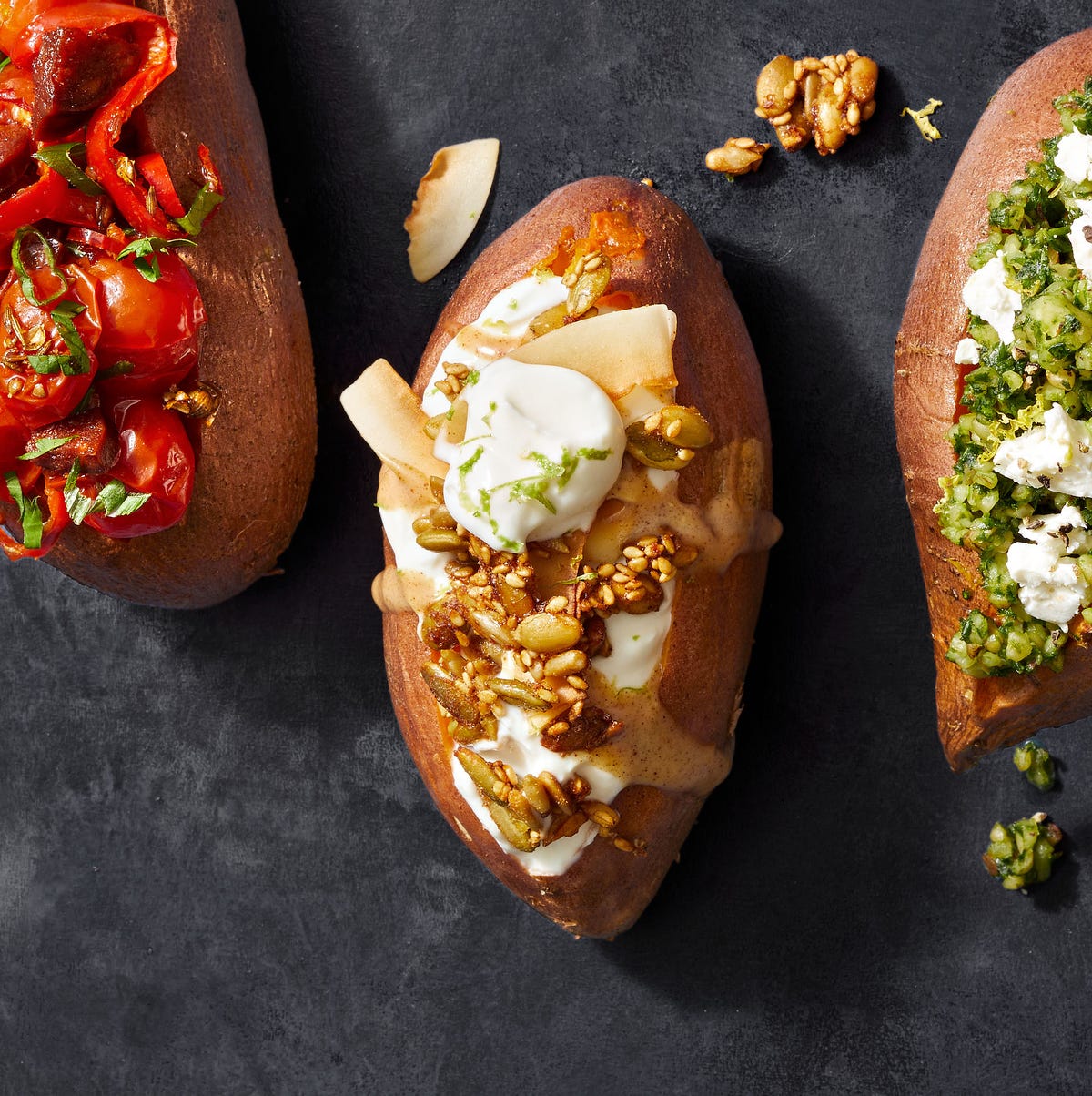Sweet Potatoes with Yogurt, Almond Butter and Pepita Granola