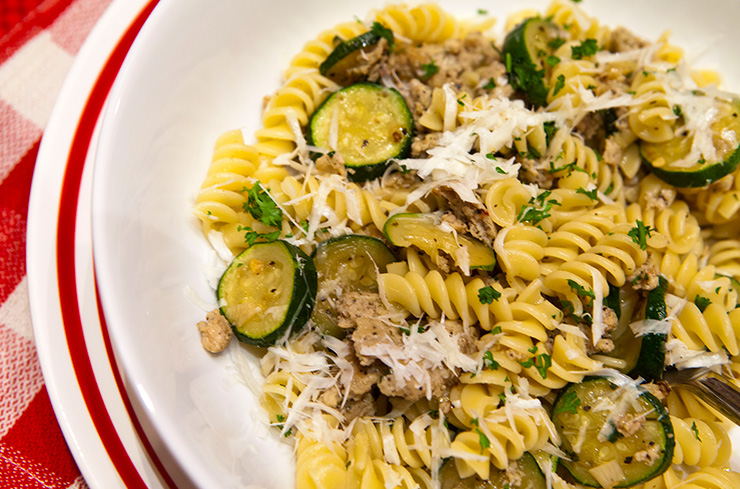 Italian Sausage and Zucchini Linguine