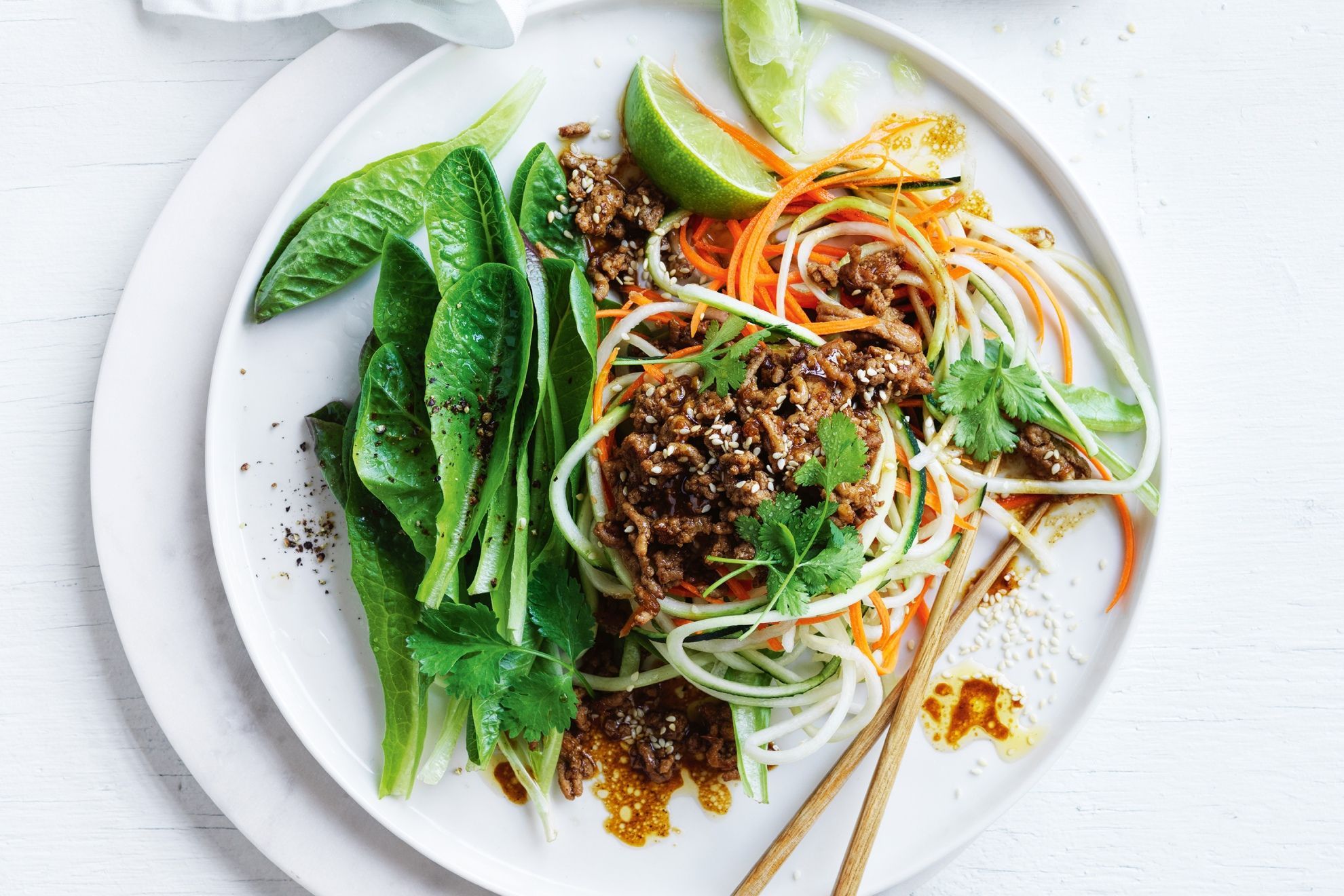 Spiced pork and zoodle salad