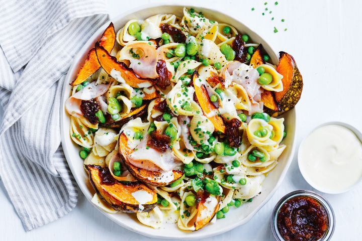 Pea and ham pasta salad
