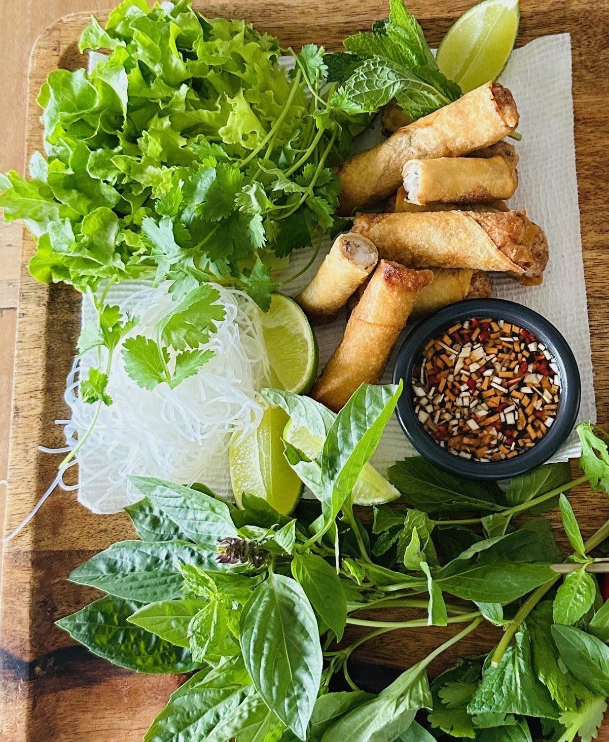 Air fryer Vietnamese-style spring roll salad