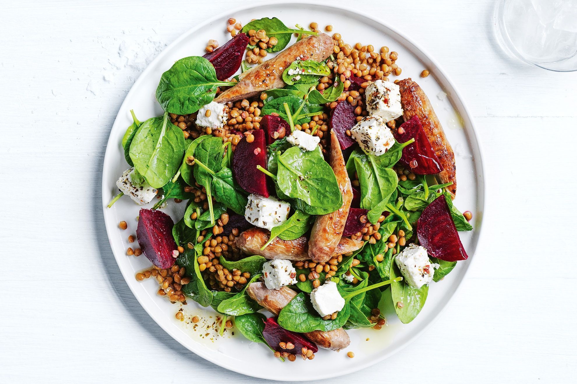 Speedy sausage and lentil salad