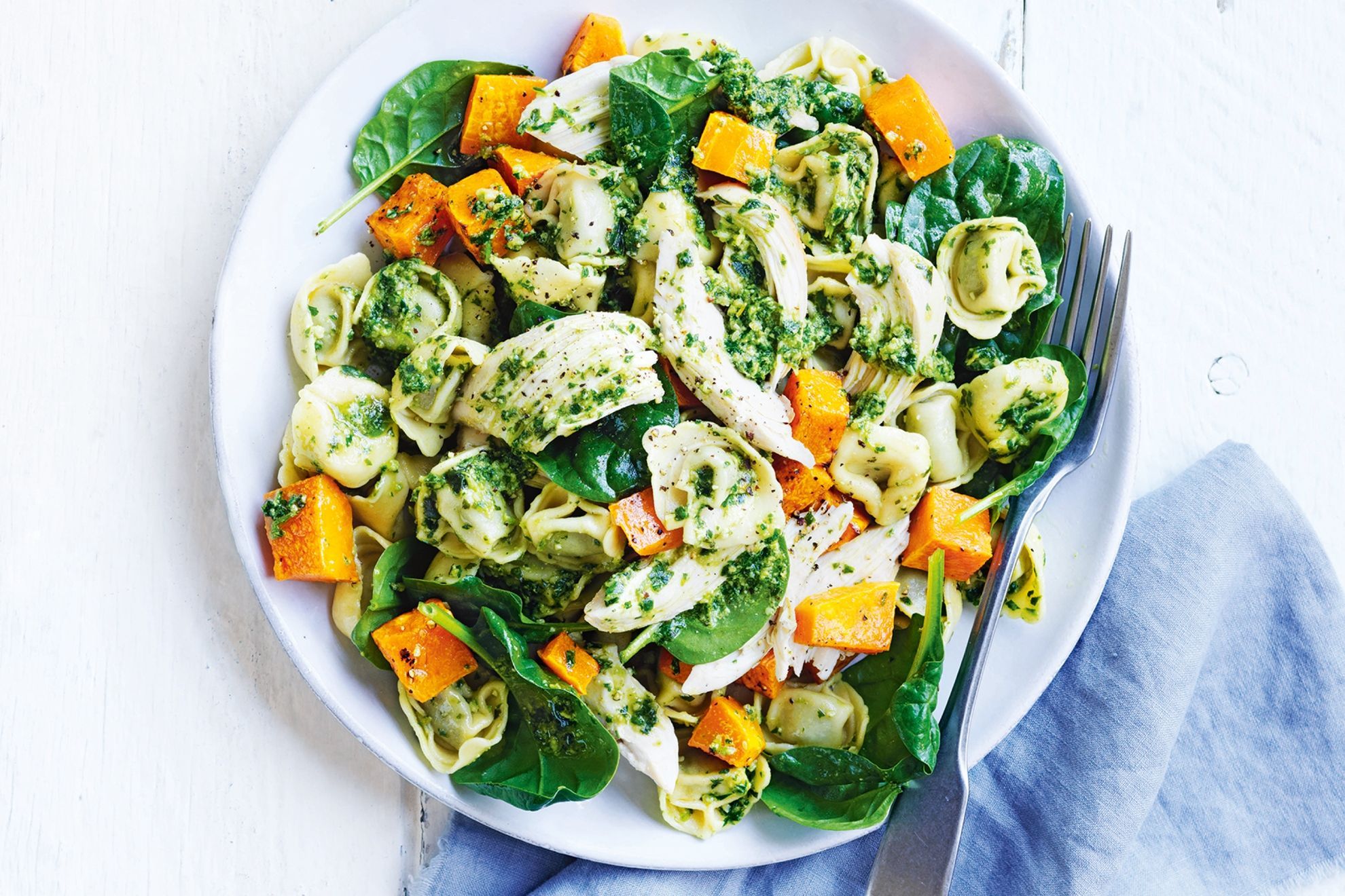 Chicken and spinach pasta salad