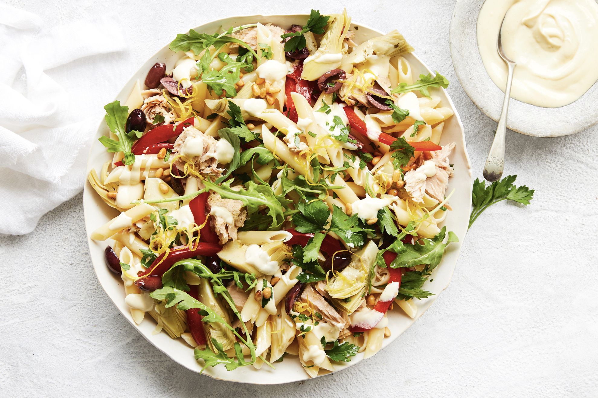 Mediterranean-style tuna pasta salad