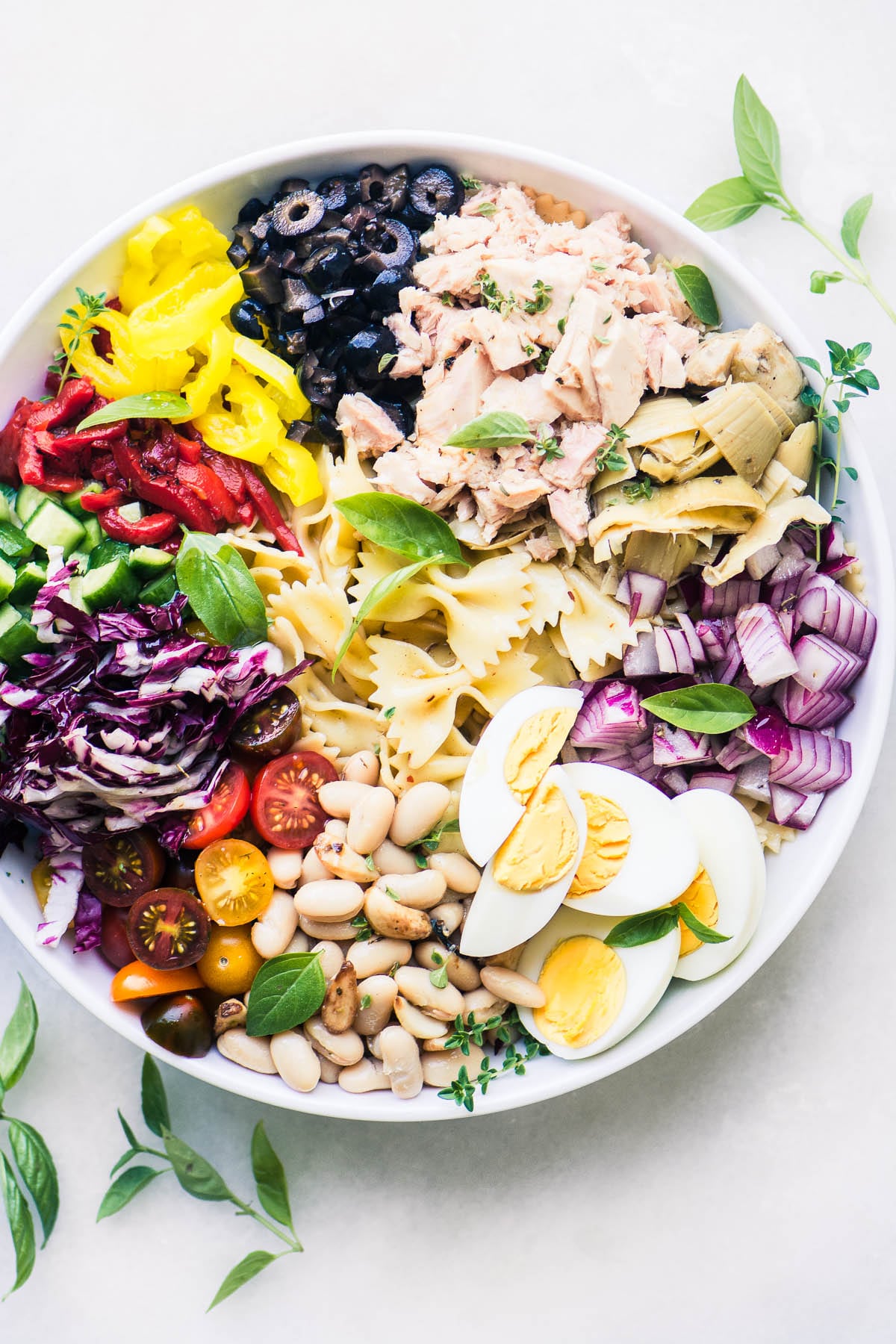 Mediterranean-style tuna pasta salad