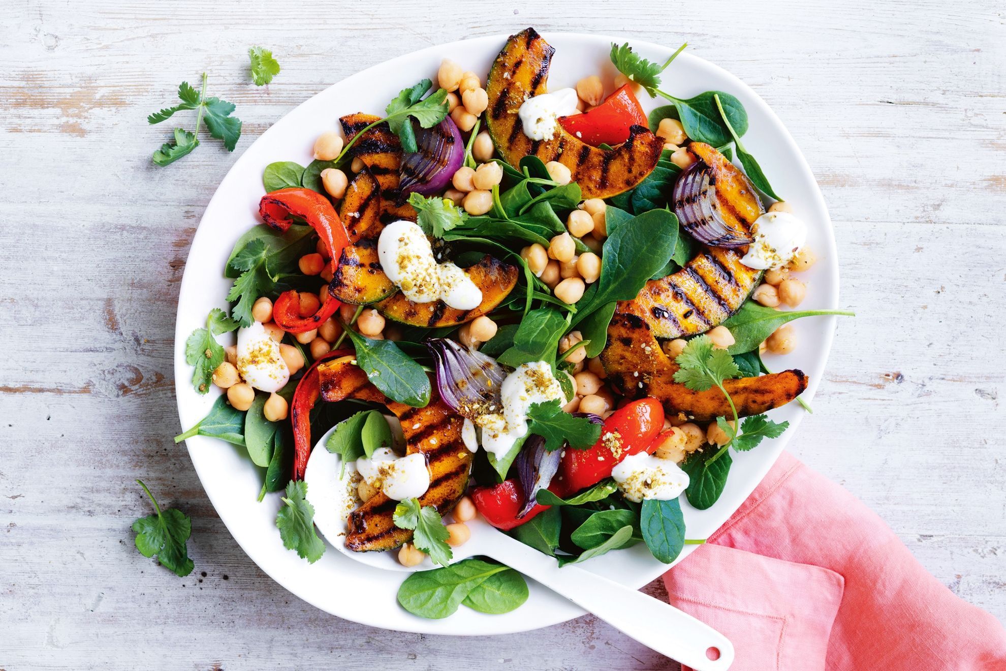 Middle Eastern style pumpkin and chickpea salad