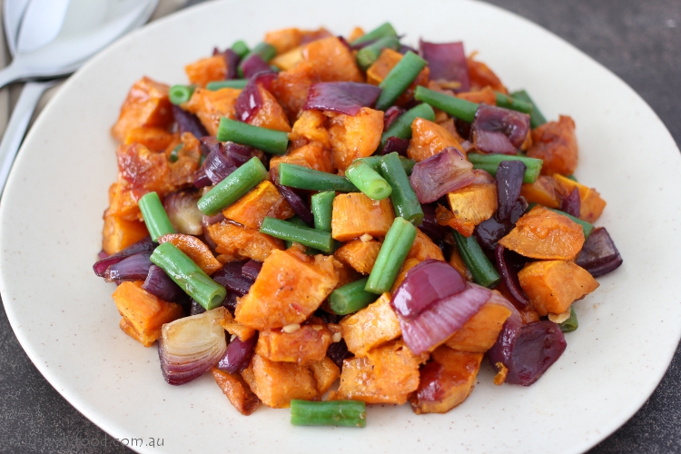 Caramelised onion and roasted potato salad