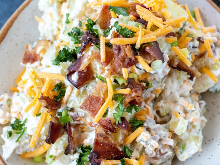 Fully loaded creamy potato salad