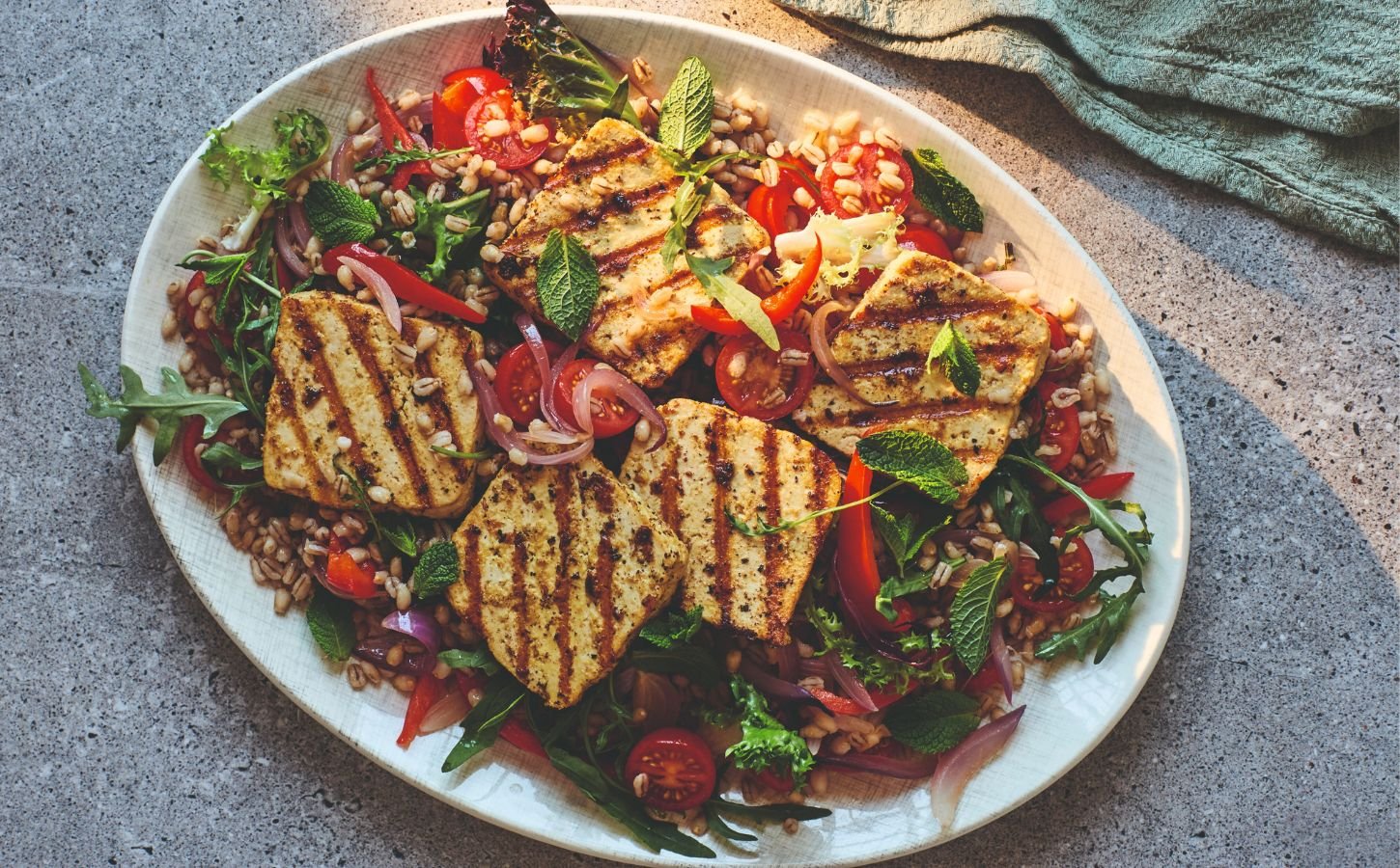 Quick haloumi and grain salad