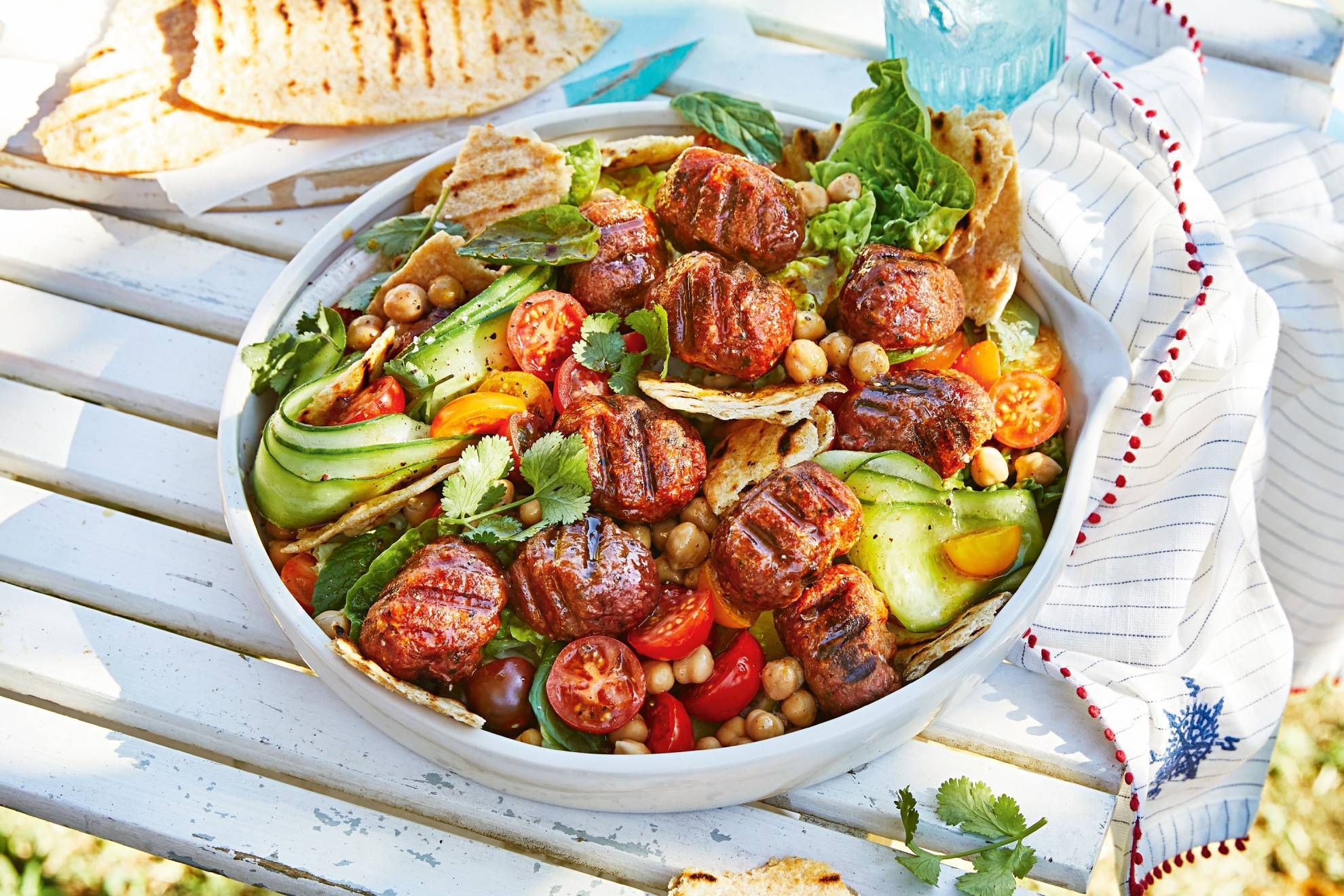 Meat-free koftas with chickpea salad