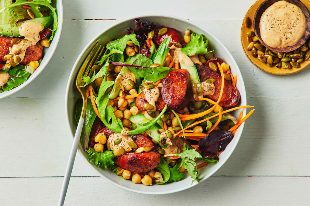 Meat-free koftas with chickpea salad