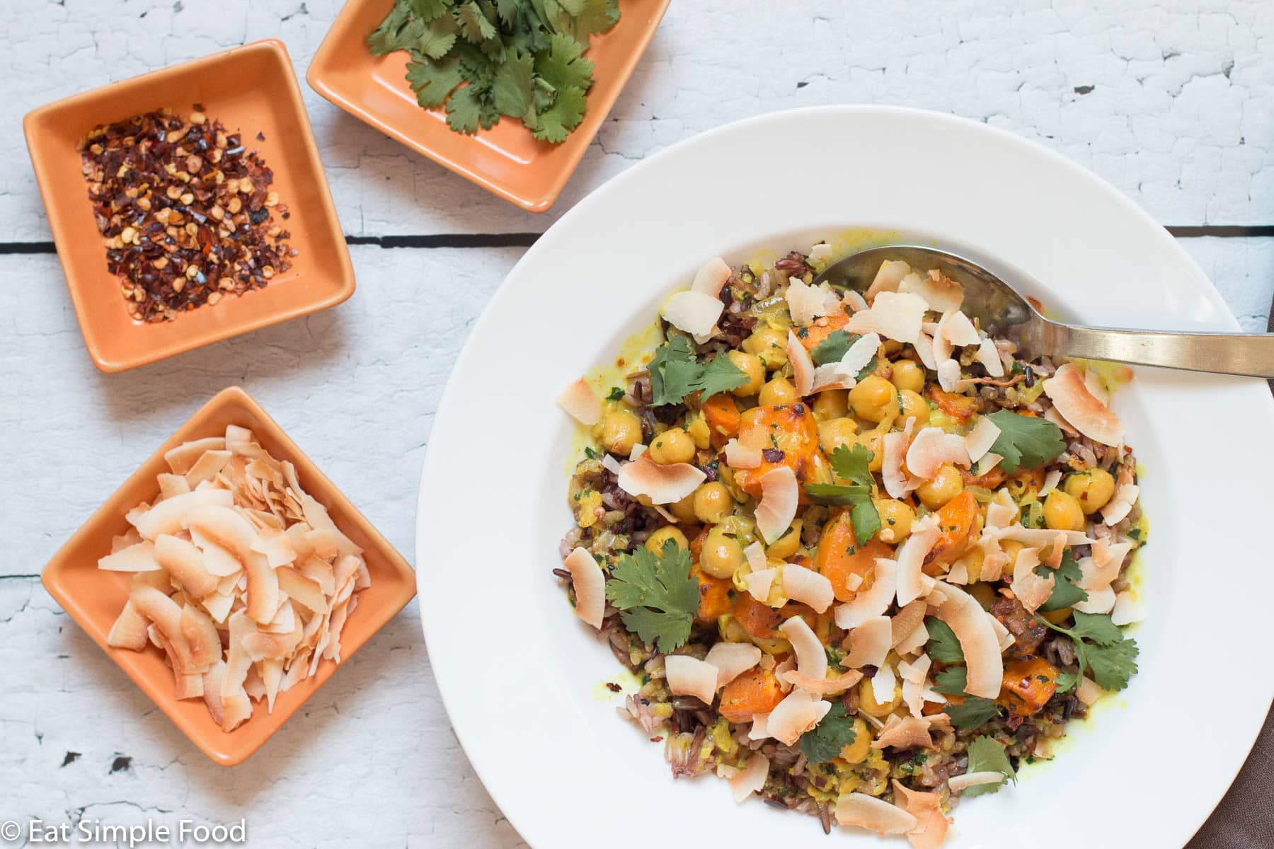 Coconut-roasted sweet potato and chickpea bowl