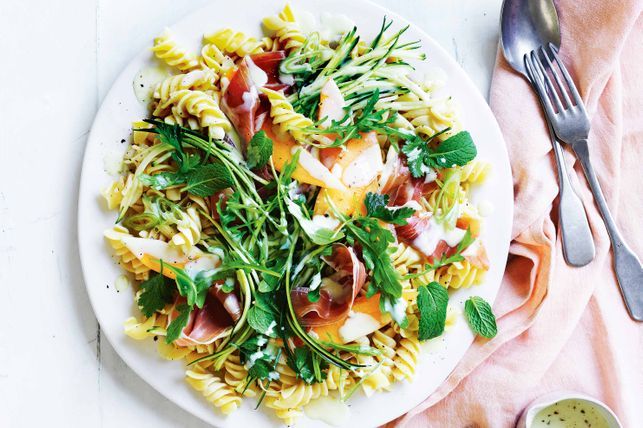 Rockmelon and prosciutto pasta salad