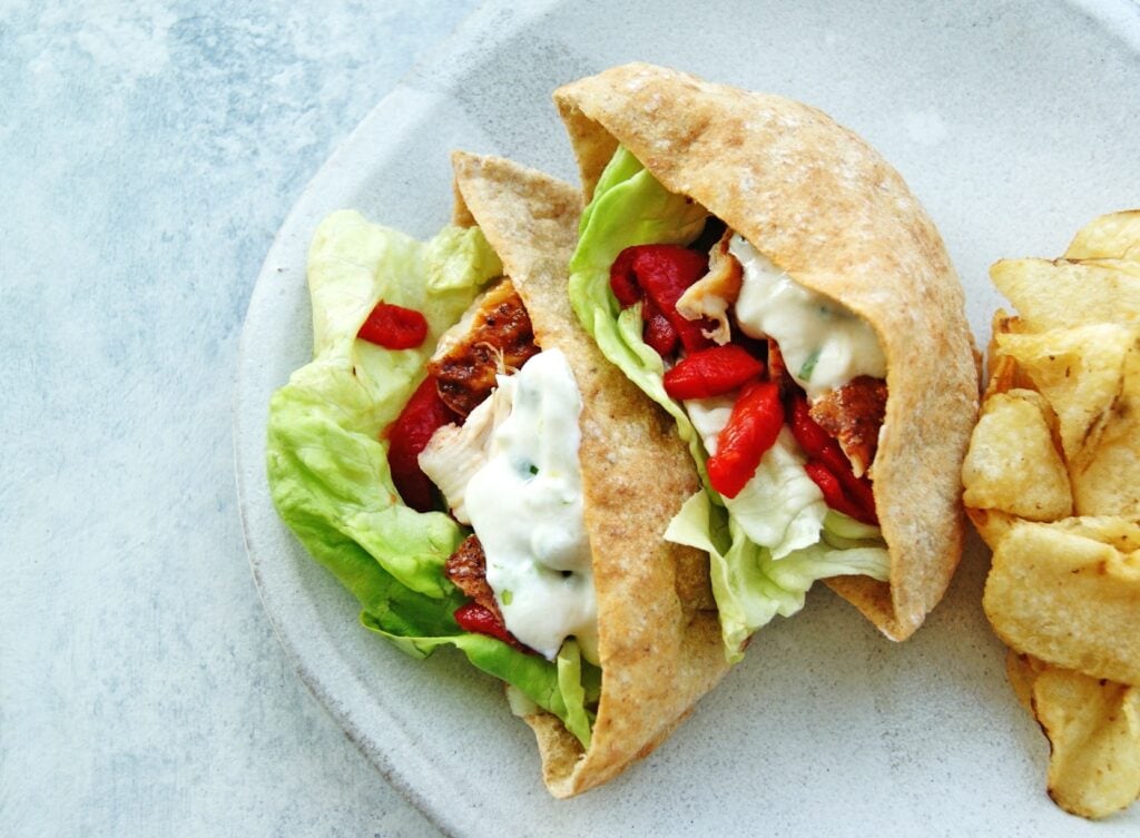Healthy Chicken Avocado Pita Sandwich