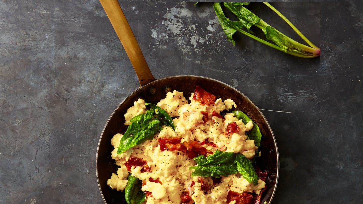 Gruyere, Bacon and Spinach Scrambled Eggs
