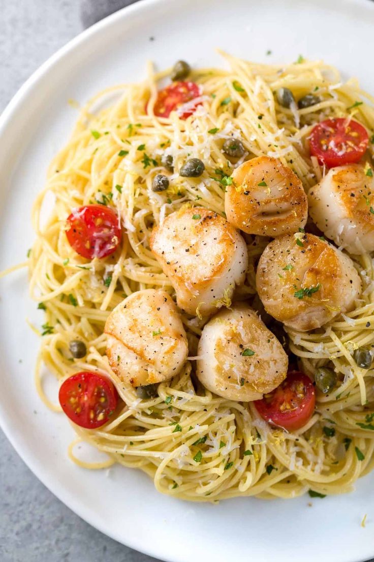 Savory Sea Scallops and Angel Hair Pasta