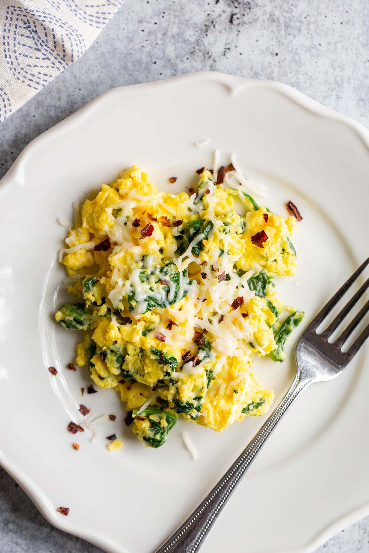 Gruyere, Bacon and Spinach Scrambled Eggs