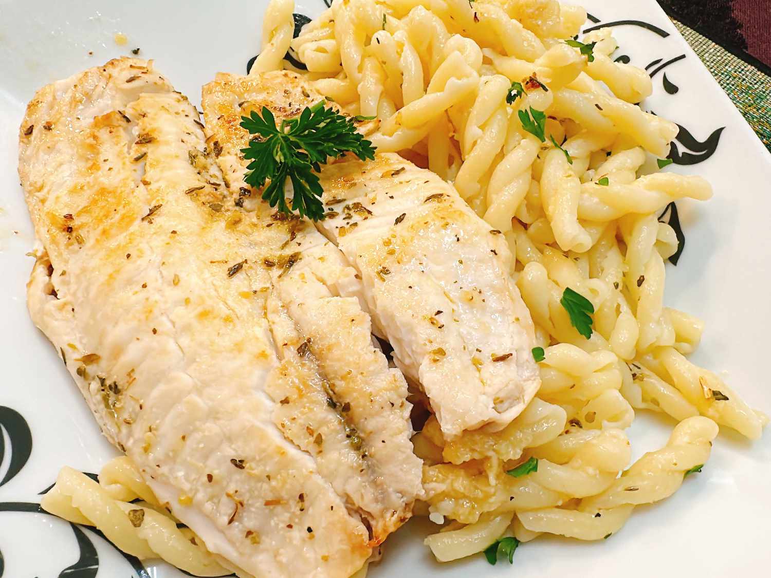 Pan-Seared Lemon Tilapia with Parmesan Pasta