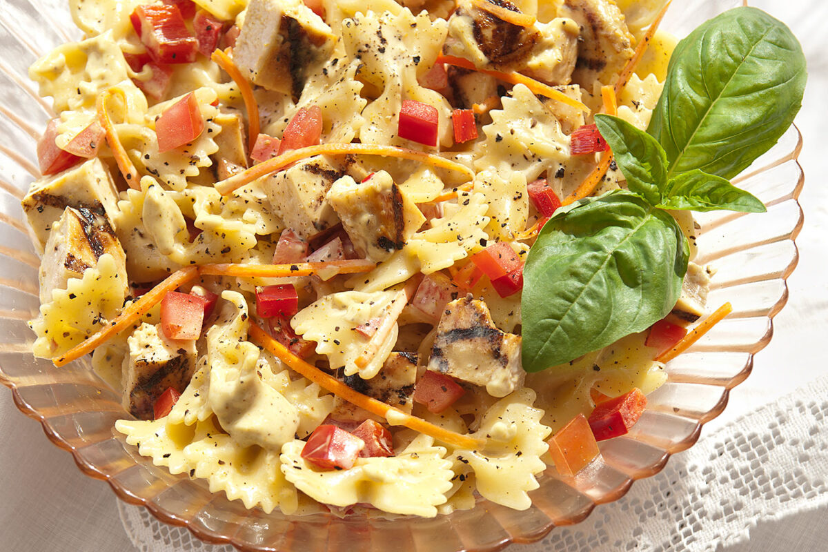 Chicken and Bowtie Pasta with Asiago Cream Sauce