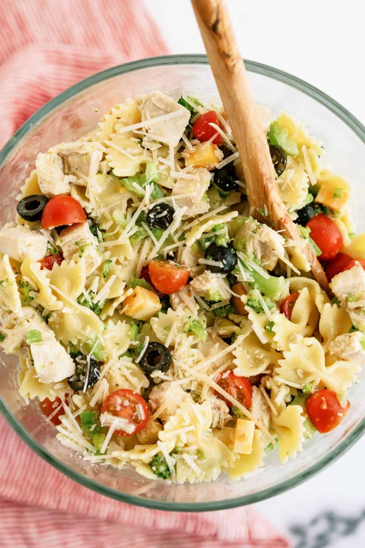 Chicken and Bowtie Pasta with Asiago Cream Sauce
