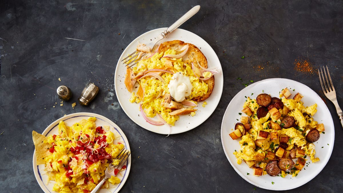 Scrambled Eggs with Kielbasa and Old Bay Potatoes