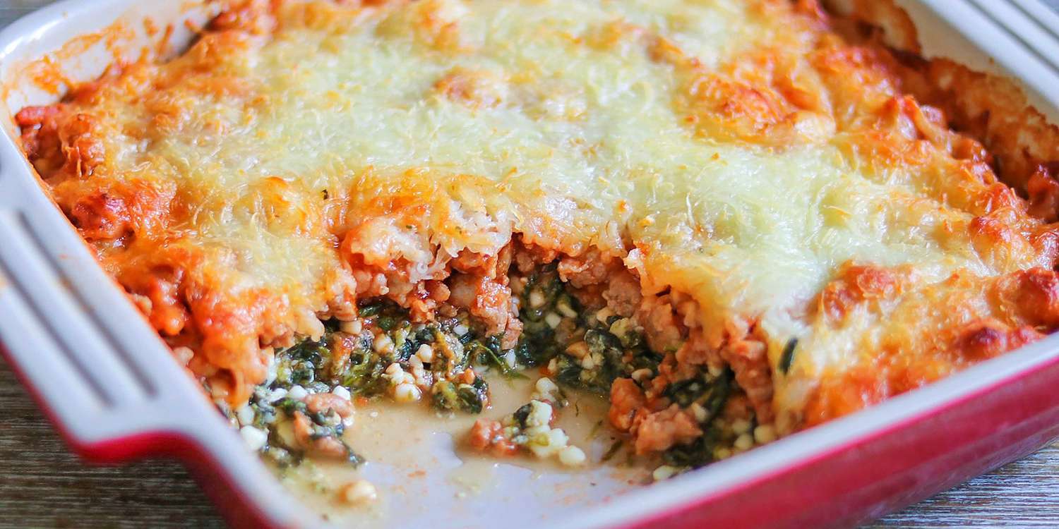 Cheryl’s Spinach Cheesy Pasta Casserole