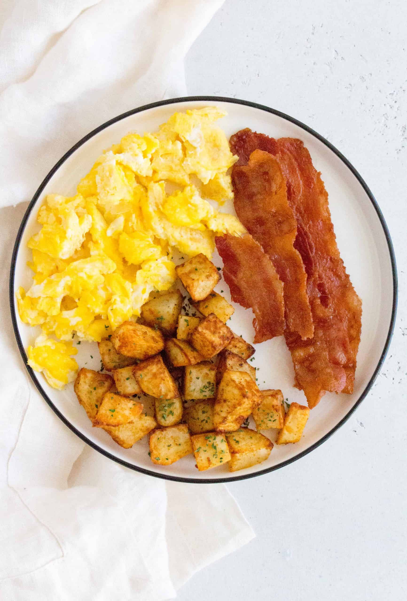 Scrambled Eggs with Kielbasa and Old Bay Potatoes