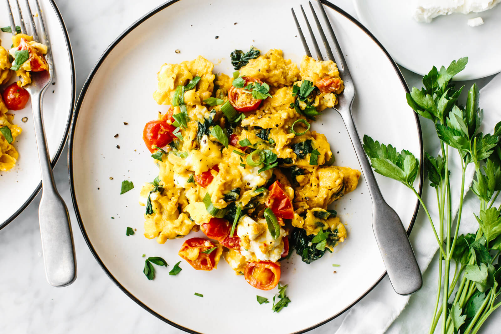 Scrambled Eggs with Kielbasa and Old Bay Potatoes