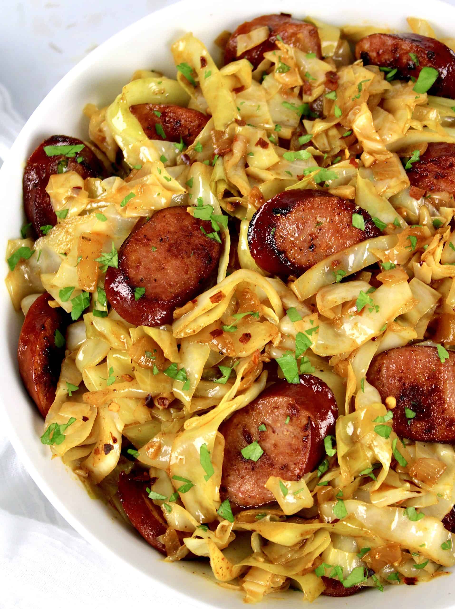 Cabbage and Smoked Sausage Pasta