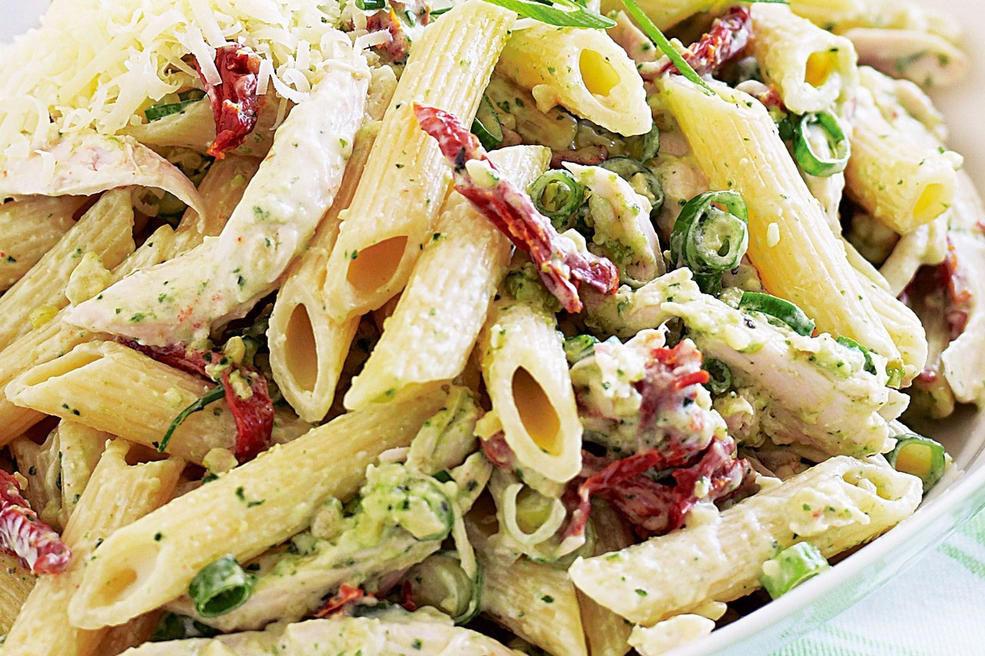 Phenomenal Chicken and Pasta in Creamy Pesto Sauce
