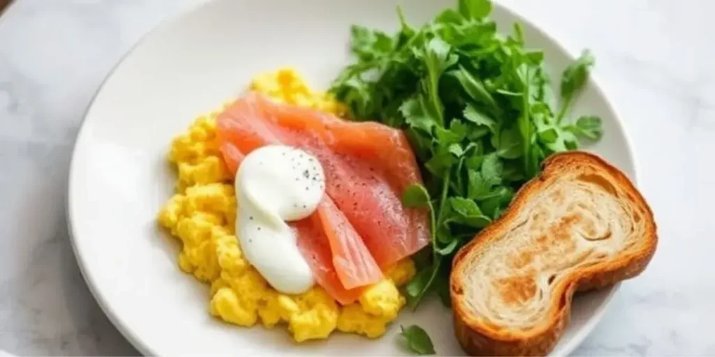 Scrambled Eggs with Smoked Trout and CrÃ¨me FraÃ®che